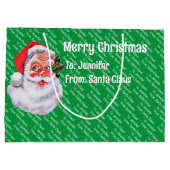 サンタクロースから何度も名前を呼び出してキッドのかわいい ラージペーパーバッグ (裏面)