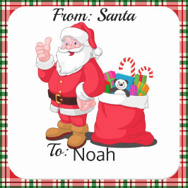 サンタクロースから お子様の名前のギフト包装 スクエアシール