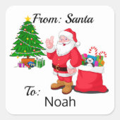 サンタクロースから 子供の名前 ギフト包装ステッカー スクエアシール (正面)