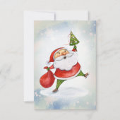 サンタクロースかわいいクリスマスウォーターカラー サンキューカード (正面)