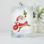 サンタクロースかわいいクリスマスウォーターカラー サンキューカード (スタンド正面)