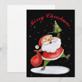 サンタクロースかわいいクリスマスウォーター絵画カラー シーズンカード (正面/裏面)
