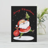 サンタクロースかわいいクリスマスウォーター絵画カラー シーズンカード (スタンド正面)