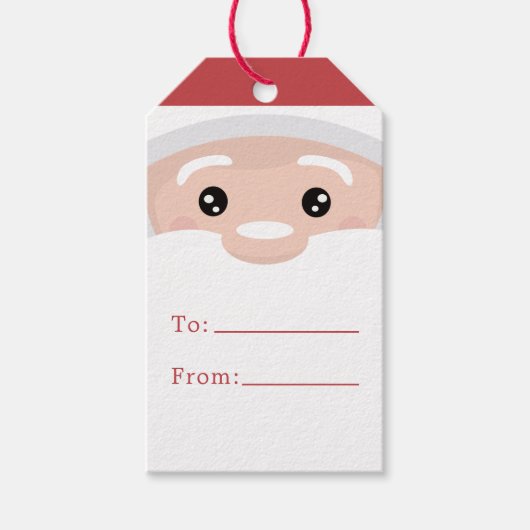 サンタクロースかわいいモダンクリスマスパーソナライズされた ギフトタグ (正面)