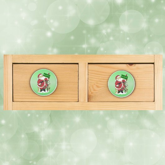 サンタクロースかわいい動物たちがクリスマスを楽しむ セラミックノブ