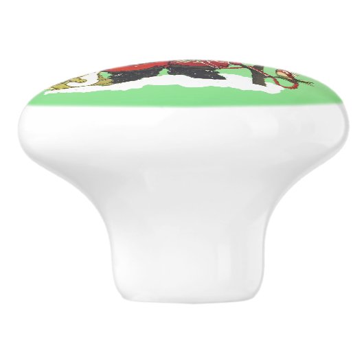 サンタクロースかわいい動物たちがクリスマスを楽しむ セラミックノブ (側面)