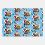 サンタクロースかわいい子どもの名前を追加 ラッピングペーパーシート (正面3)