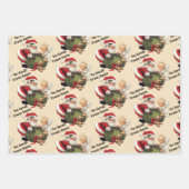 サンタクロースかわいい子どもの名前を追加 ラッピングペーパーシート (正面2)