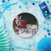 サンタクロースがそりでプレゼント ペーパープレート (パーティー)