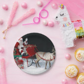 サンタクロースがそりでプレゼント ペーパープレート (パーティー)