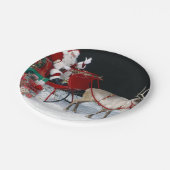 サンタクロースがそりでプレゼント ペーパープレート (アングル)