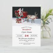 サンタクロースがそりでプレゼント 招待状 (スタンド正面)