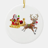 サンタクロースがそりに乗る セラミックオーナメント (正面)