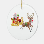 サンタクロースがそりに乗る セラミックオーナメント (左)