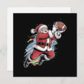 サンタクロースがアメリカンフットボールをプレイするクリスマス シーズンカード (正面/裏面)