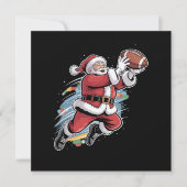 サンタクロースがアメリカンフットボールをプレイするクリスマス シーズンカード (正面)