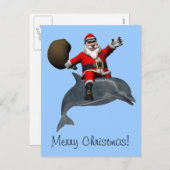 サンタクロースがイルカに乗る シーズンポストカード (正面/裏面)
