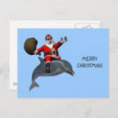 サンタクロースがイルカに乗る シーズンポストカード (正面/裏面)