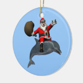 サンタクロースがイルカに乗る セラミックオーナメント (左)