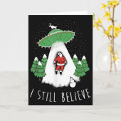 サンタクロースがエイリアンの宇宙船だって信じてるけど 笑 カード (黄色い花)