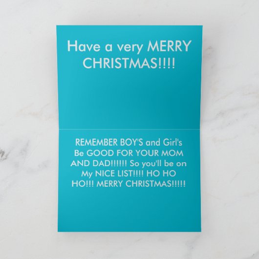 サンタクロースがカレッジレーンでクリスマスカードを閉じる シーズンカード (内部)