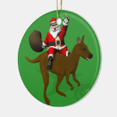 サンタクロースがカンガルーに乗る セラミックオーナメント (左)