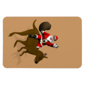 サンタクロースがカンガルーに乗る マグネット (横)