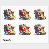 サンタクロースがギフトのバッグで自分のリストをレビュー スクエアシール (シート)