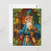 サンタクロースがクリスマスにおもちゃを持って来る，ヴィンテージ ポストカード (正面/裏面)