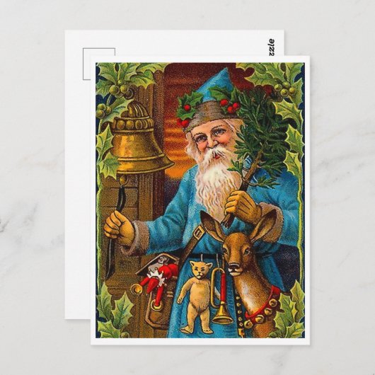 サンタクロースがクリスマスにおもちゃを持って来る,ヴィンテージ ポストカード (正面/裏面)