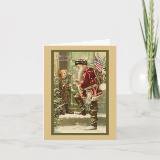 サンタクロースがクリスマスに子どもを訪問 シーズンカード (正面)