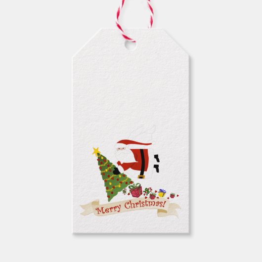 サンタクロースがクリスマスの喜びを届ける! ギフトタグ (正面)