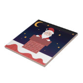 サンタクロースがクリスマスの夜に煙突を降りて タイル (側面)