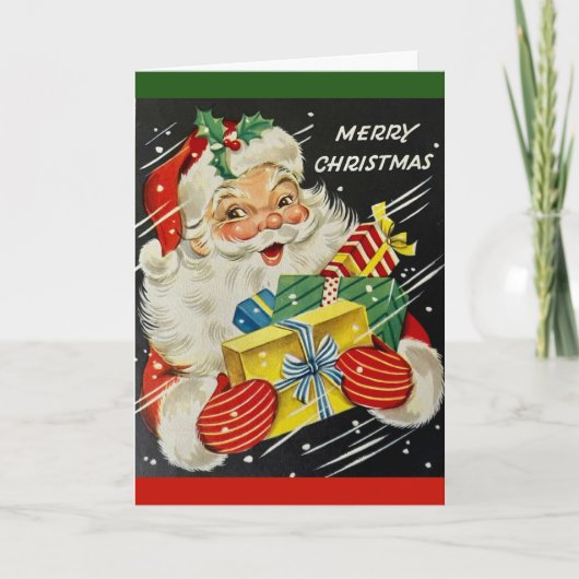 サンタクロースがクリスマスをパーソナライズ シーズンカード (正面)