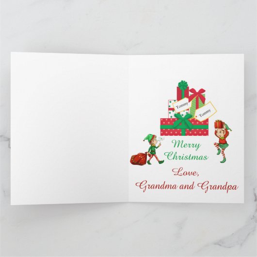 サンタクロースがクリスマスを孫に変える カード (内部)