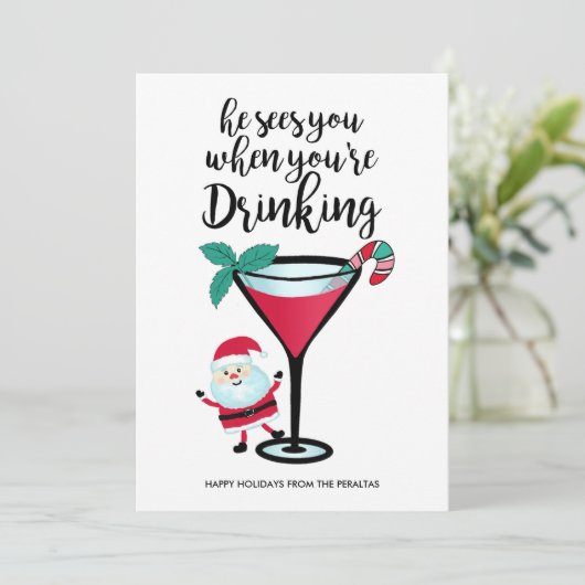 サンタクロースがクリスマスを飲んでいるとき、サンタに会う シーズンカード (スタンド正面)