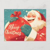 サンタクロースがクリスマスプレゼントを用意 ポストカード (正面)