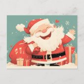 サンタクロースがクリスマスプレゼントを用意 ポストカード (正面)
