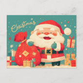 サンタクロースがクリスマスプレゼントを用意 ポストカード (正面)