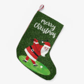 サンタクロースがクリスマスホリデーでゴルフをする スモールクリスマスストッキング (正面 (吊り時))