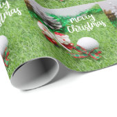 サンタクロースがクリスマスホリデースノーラップでゴルフ ラッピングペーパー (ロールコーナー)