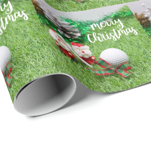 サンタクロースがクリスマスホリデースノーラップでゴルフ ラッピングペーパー (ロールコーナー)