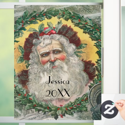 サンタクロースがクリスマスリース ウィンドウサイン (ホーム)