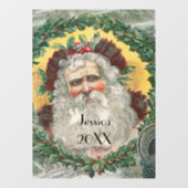 サンタクロースがクリスマスリース ウィンドウサイン (シート)