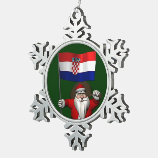 サンタクロースがクロアチアを訪問 スノーフレークピューターオーナメント (右)