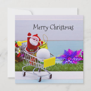 サンタクロースがゴルファーのためのクリスマスショッピング シーズンカード
