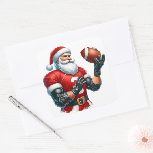 サンタクロースがサッカーの試合の準備 スクエアシール (封筒)