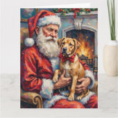 サンタクロースがシャープ・ペイを抱えたクリスマスアート カード (正面)