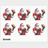 サンタクロースがスタイルで遊サッカーの準備に スクエアシール (シート)