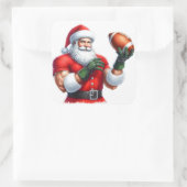 サンタクロースがスタイルで遊サッカーの準備に スクエアシール (バッグ)